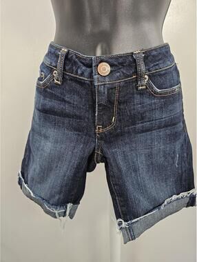 American Eagle Dark Wash Denim Shorts with Frayed Hem